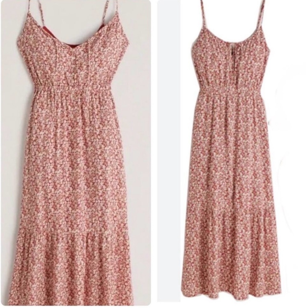 Abercrombie Easy Waist Tiered Midaxi Floral Dress sized Large (Tall)